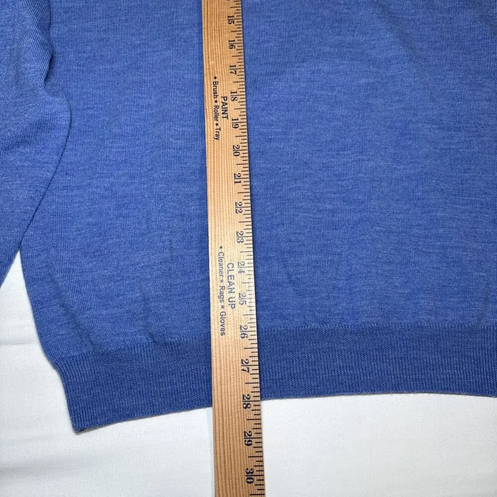 Jack Nicklaus Sweater Mens XL Blue 100% Merino Wool Knit V-Neck Pullover EUC